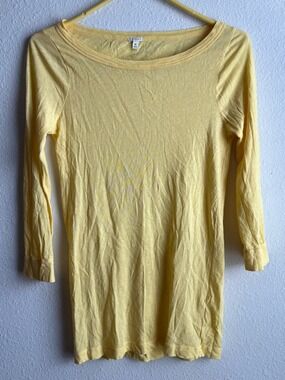 J. Crew Scoop Neck Long Sleeve Top in Pale Yellow